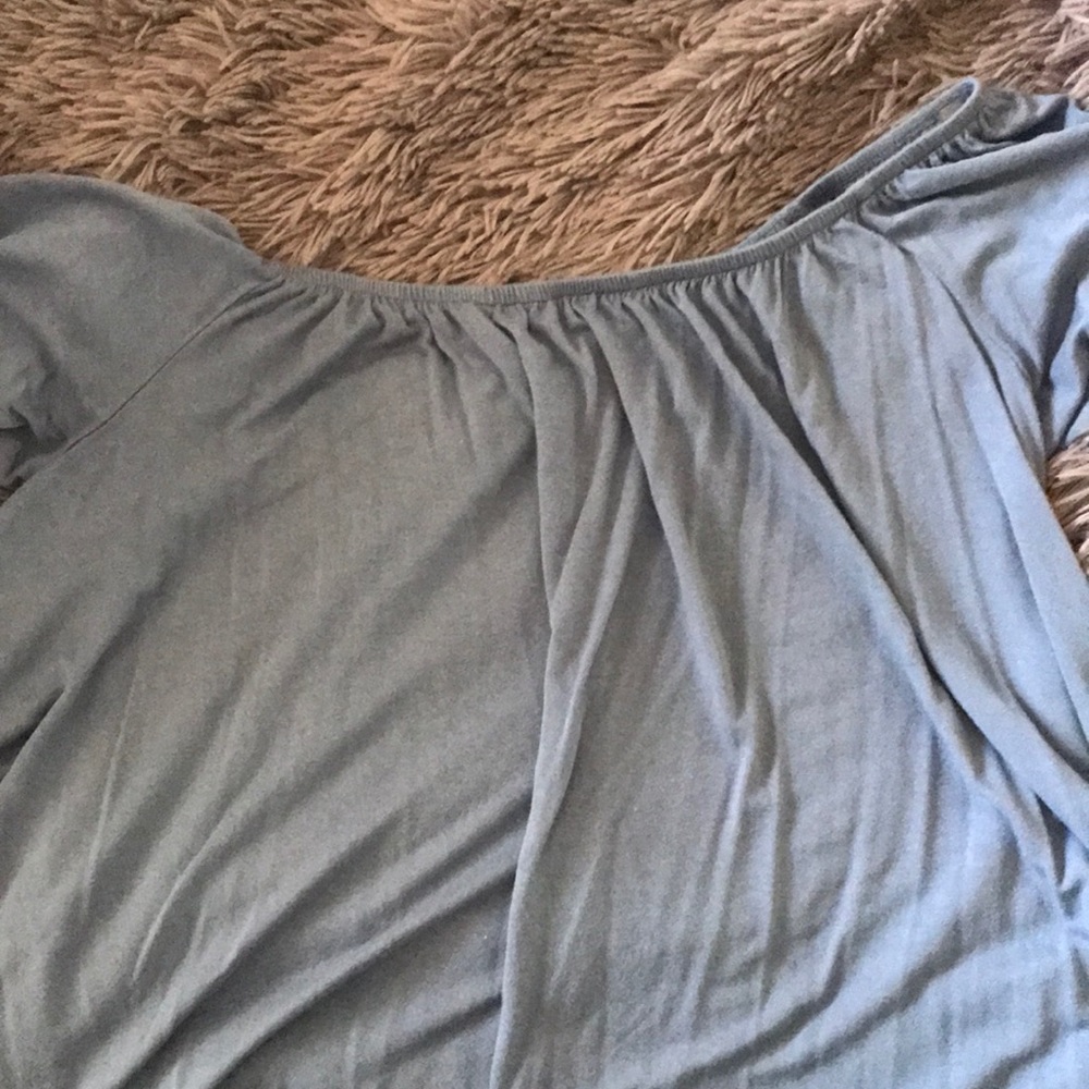 Blue brass plum off the shoulder crop top!